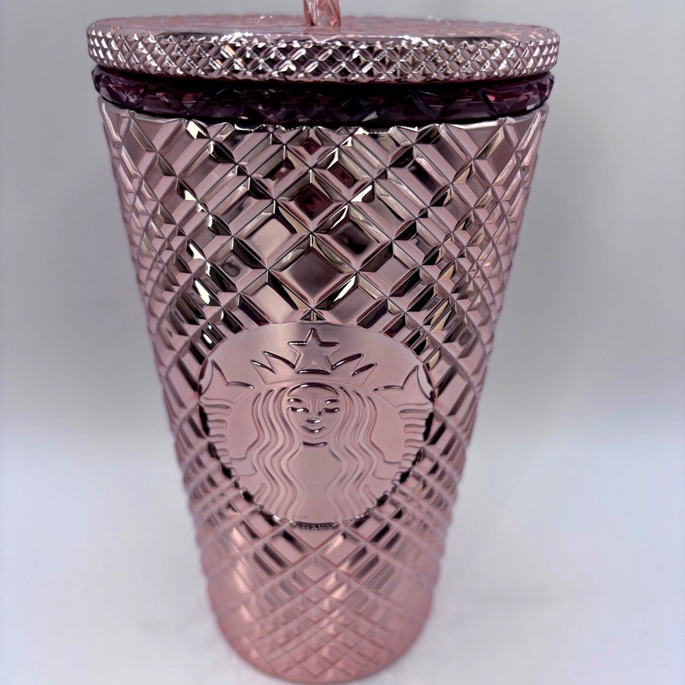Starbucks 2021 Winter Holiday‎ Jeweled 16 oz. Tumbler Cold Cup Rose Gold Grande
